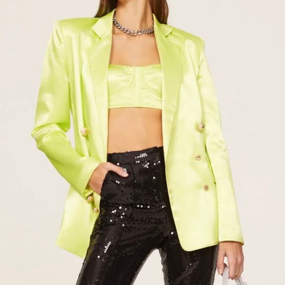 Bronx and Banco Women's Capri Satin Bralette Top XS Lime Green - Picture 13 of 15